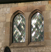 Leaded-light windows, d.1880, at the Church of St. James, Brassington