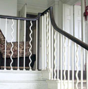 Colwick Hall - 18th century cantilevered stone staircase, wrought iron balusters& mahogany handrail