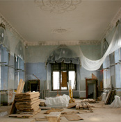 The Prospect Room undergoing restoration – approached via a narrow, winding turret stair, the Regency interior is a very rare survival designed by Jeffry Wyatt